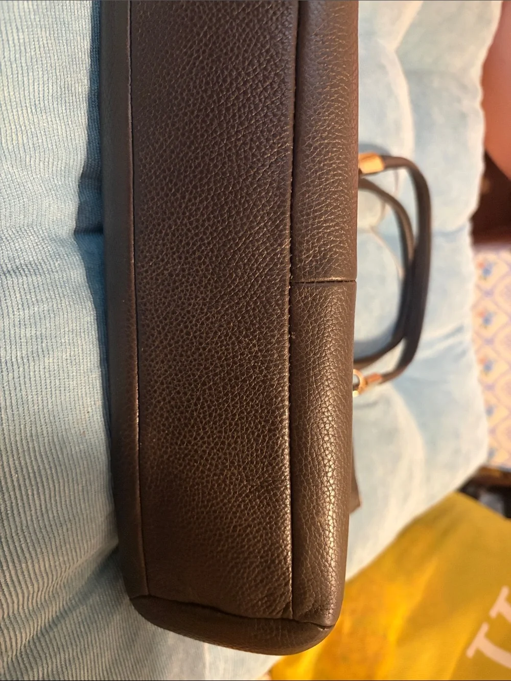 COACH Pebbled Leather Dark Brown Kelsey Satchel Purse with Gold Hardware